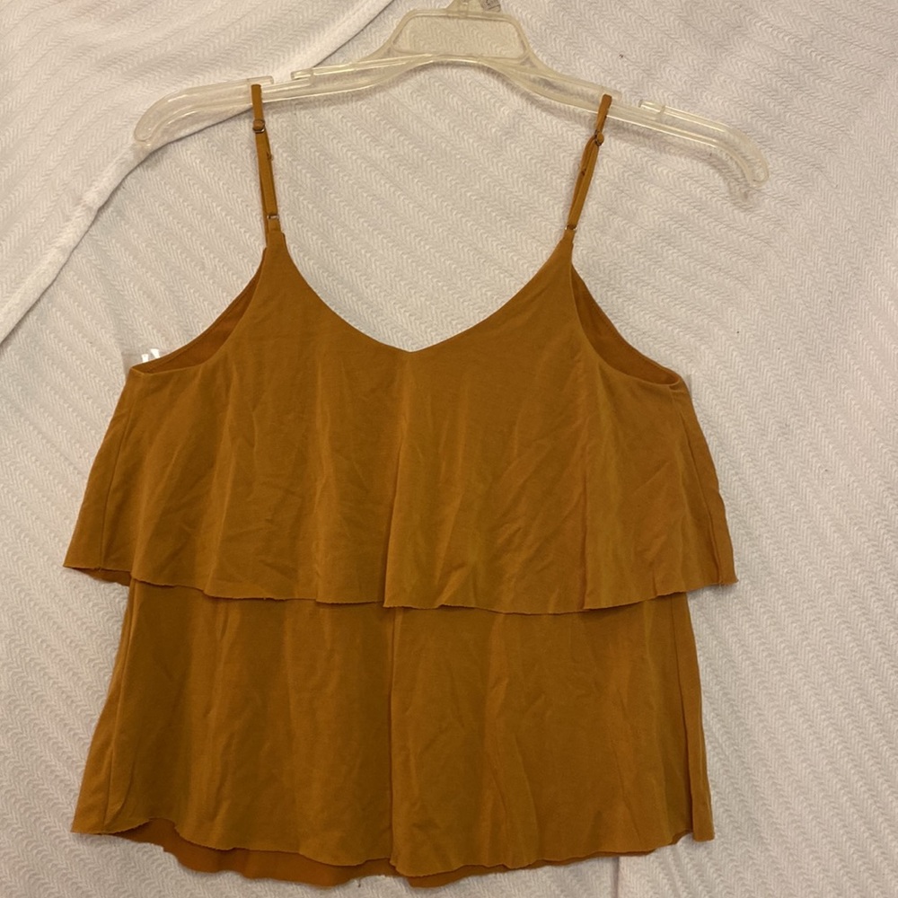 MUDD Mustard tank top Adjustable Straps Size XS. V neck 16 inches across stretch
